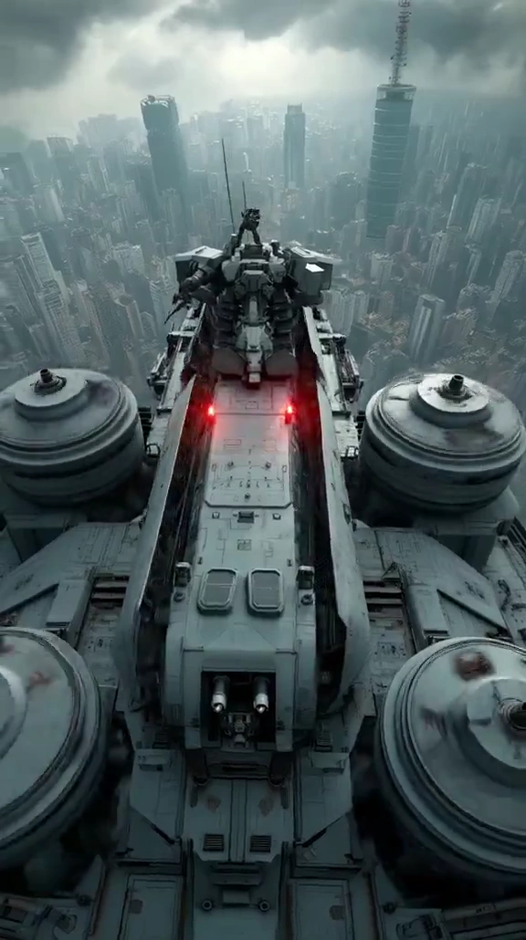 Epic Futuristic Mecha in Dark Skies