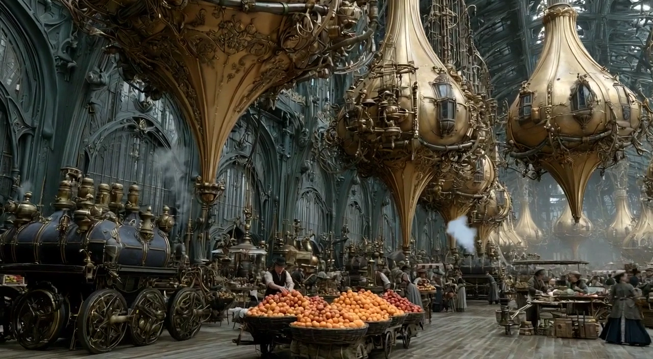 Orchards, Coal, and Brass: A Mechanical Market Scene
