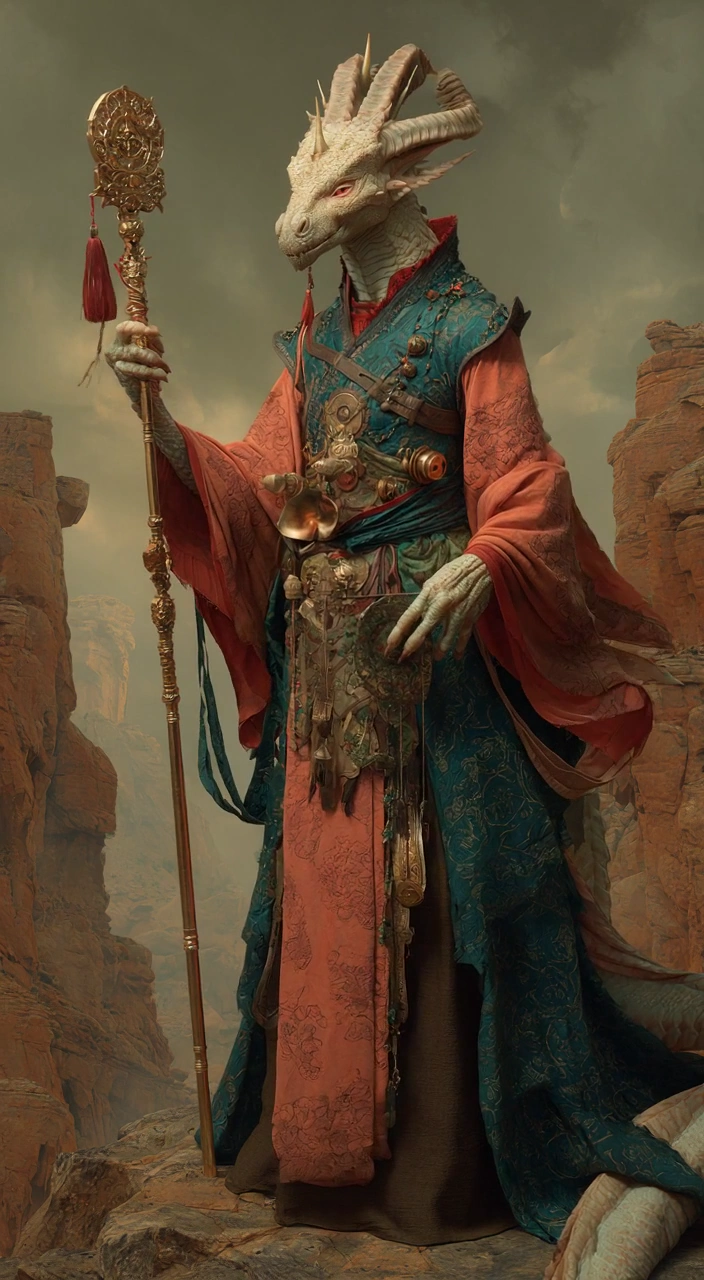 Regal Dragon Amid Reddish-Brown Canyon Landscapes