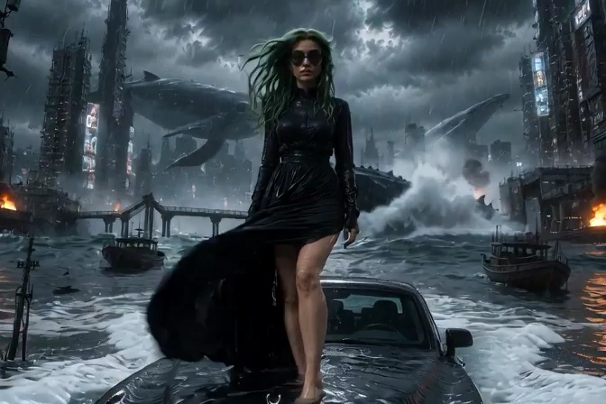 A Ruler's Resilience: Stormy Majesty in a Dystopian Landscape