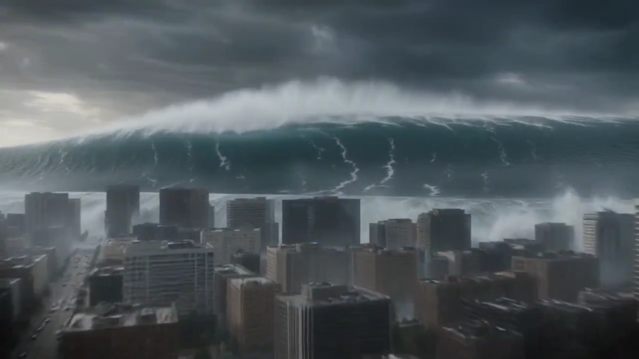Epic Ocean Wave Unleashes Urban Destruction