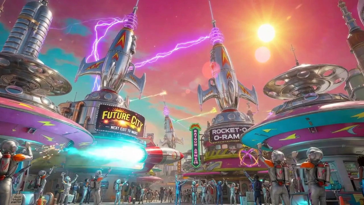 Alien Planet Architecture: Exploring a Retro Sci-Fi Cityscape