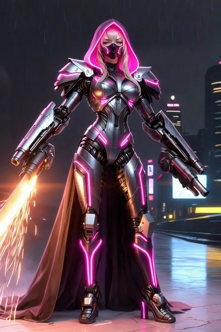 Cyberpunk Metamorphosis: The Rise of a Futuristic Warrior