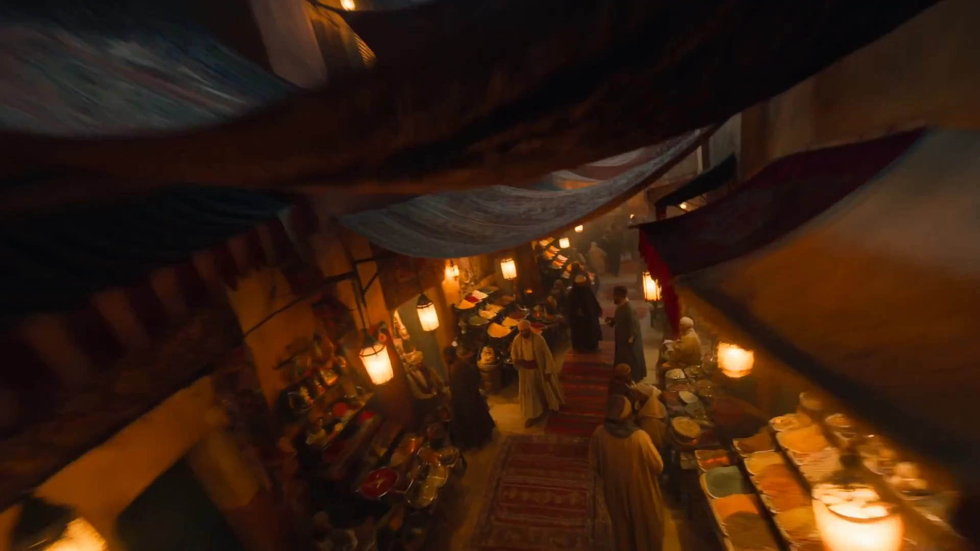 Nighttime Chaos in 1920s Cairo's Bazaar
