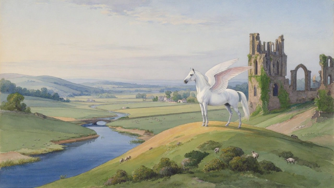 Thomas Girtin's Dreamy Landscape: Pegasus in Watercolor