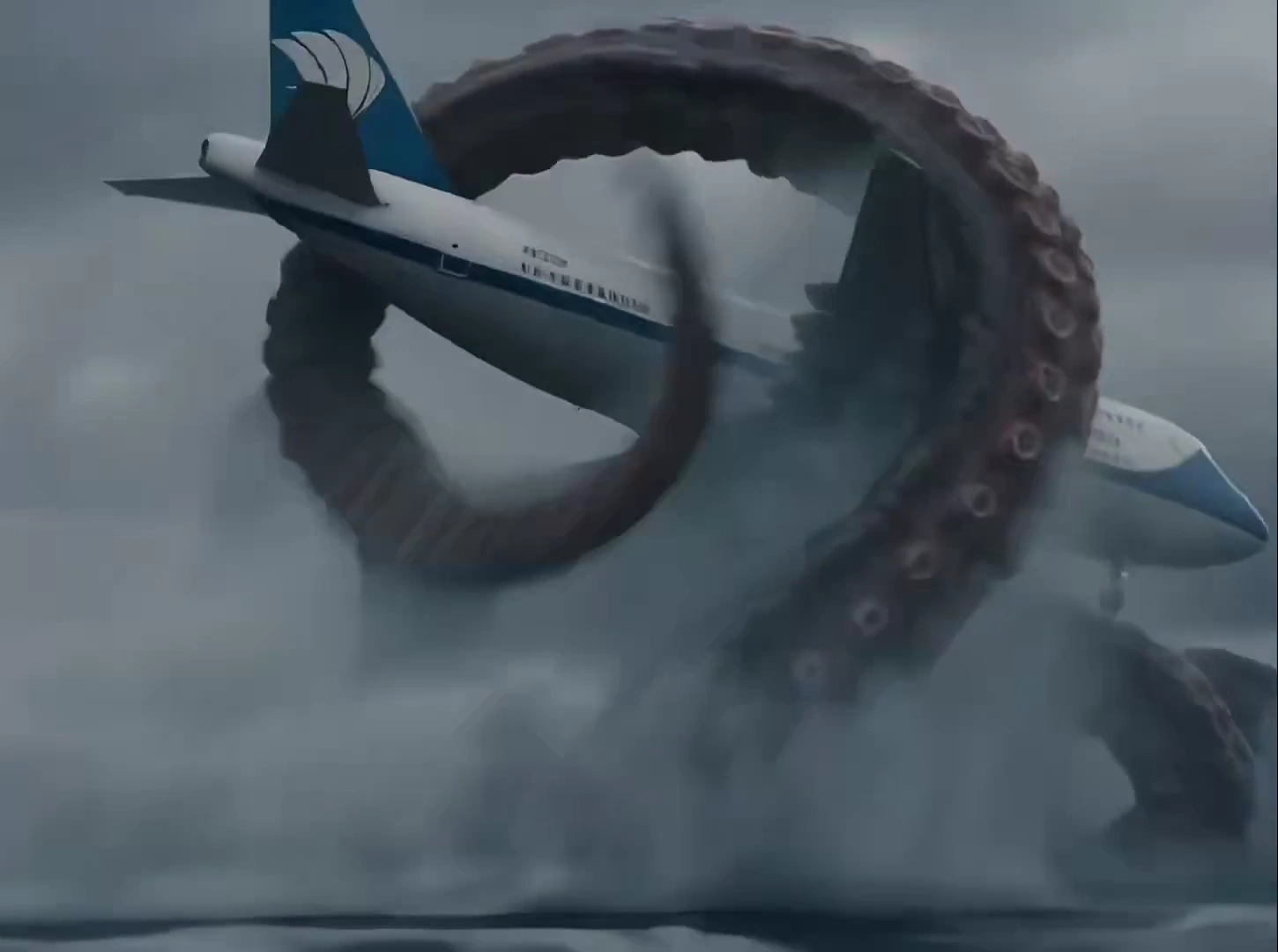 Ocean Horror: Airplane vs. Kraken Showdown