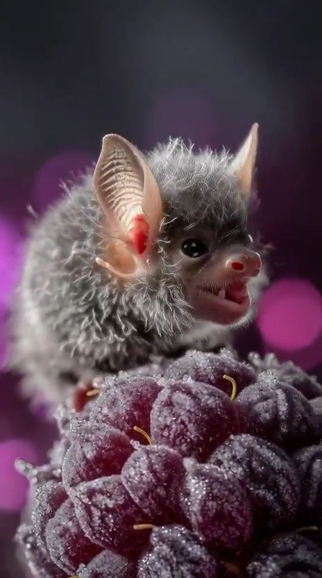 Charming Encounter with a Baby Fruit Bat and a Frosted Raspberry
