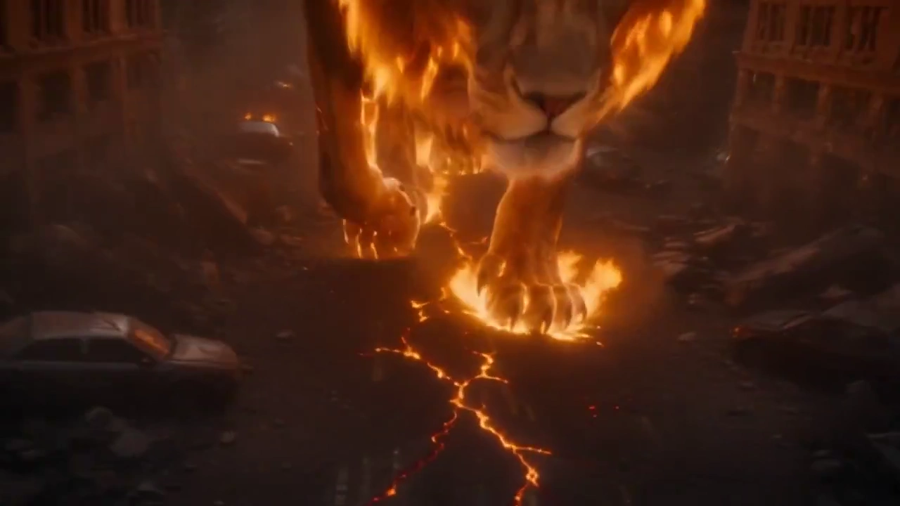 Firestorm Unleashed: A Lion's Path of Destruction