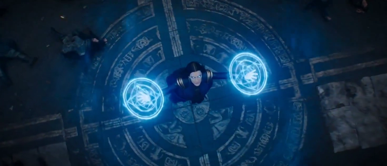 Floating Mage Unleashes a Magical Vortex in an Ancient Temple Ruin