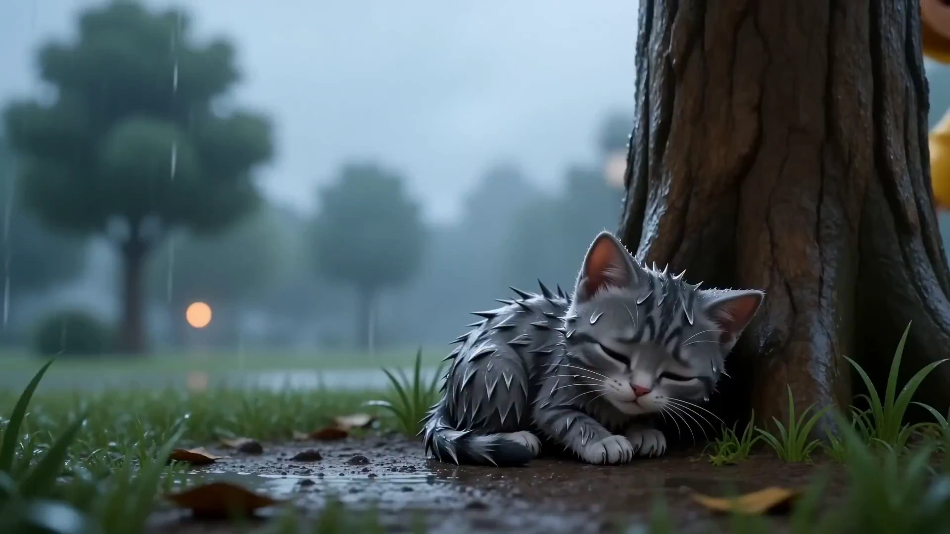 Wet Kitten Found by Tree Gets Saved by Kind Boy