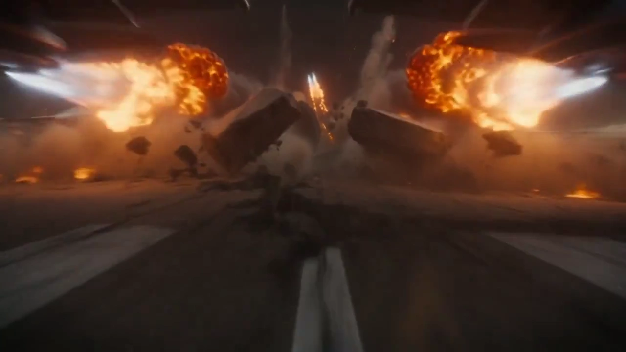 Fiery Wreckage and Sparks Swirl Into a Chaotic Text Explosion