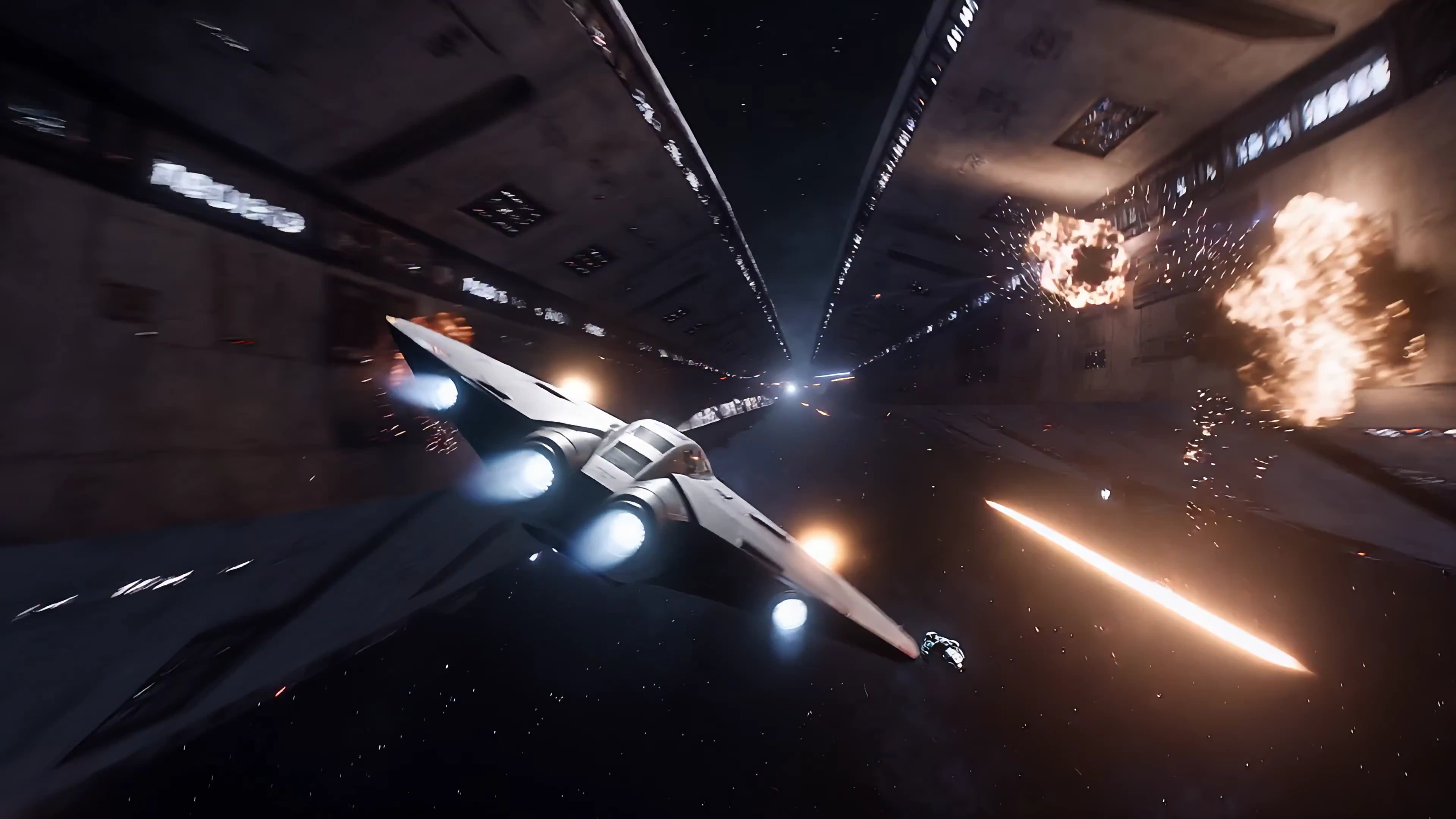 Frantic Camera Chases a Vessel Bursting Through a Collapsing Hull
