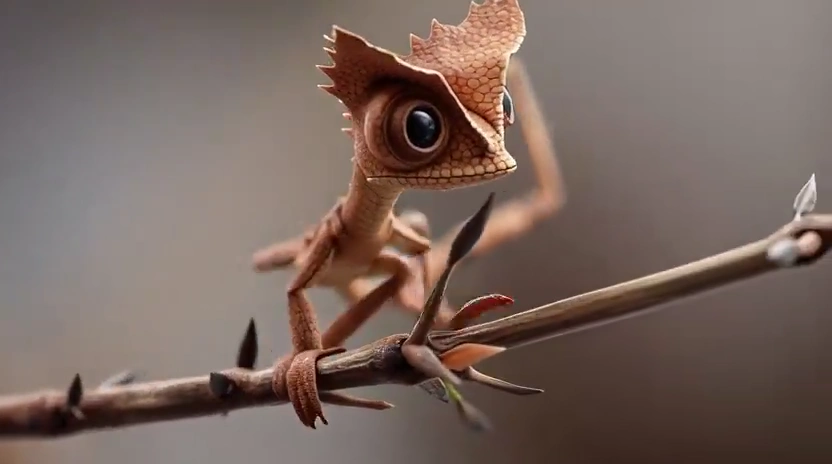Tiny Camouflaged Insect Ascends a Branch with Rhythmic Sway