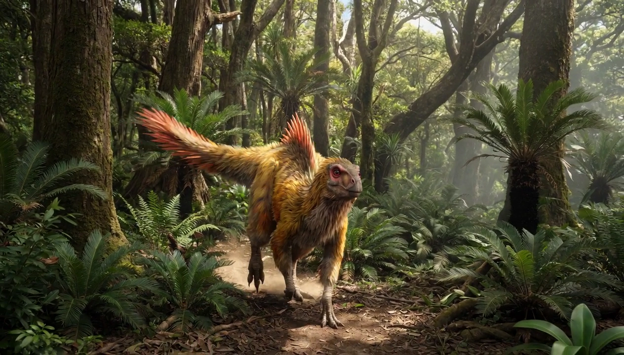 Slow Motion Dinosaur Navigates a Dry Riverbank in Hyperreal Detail