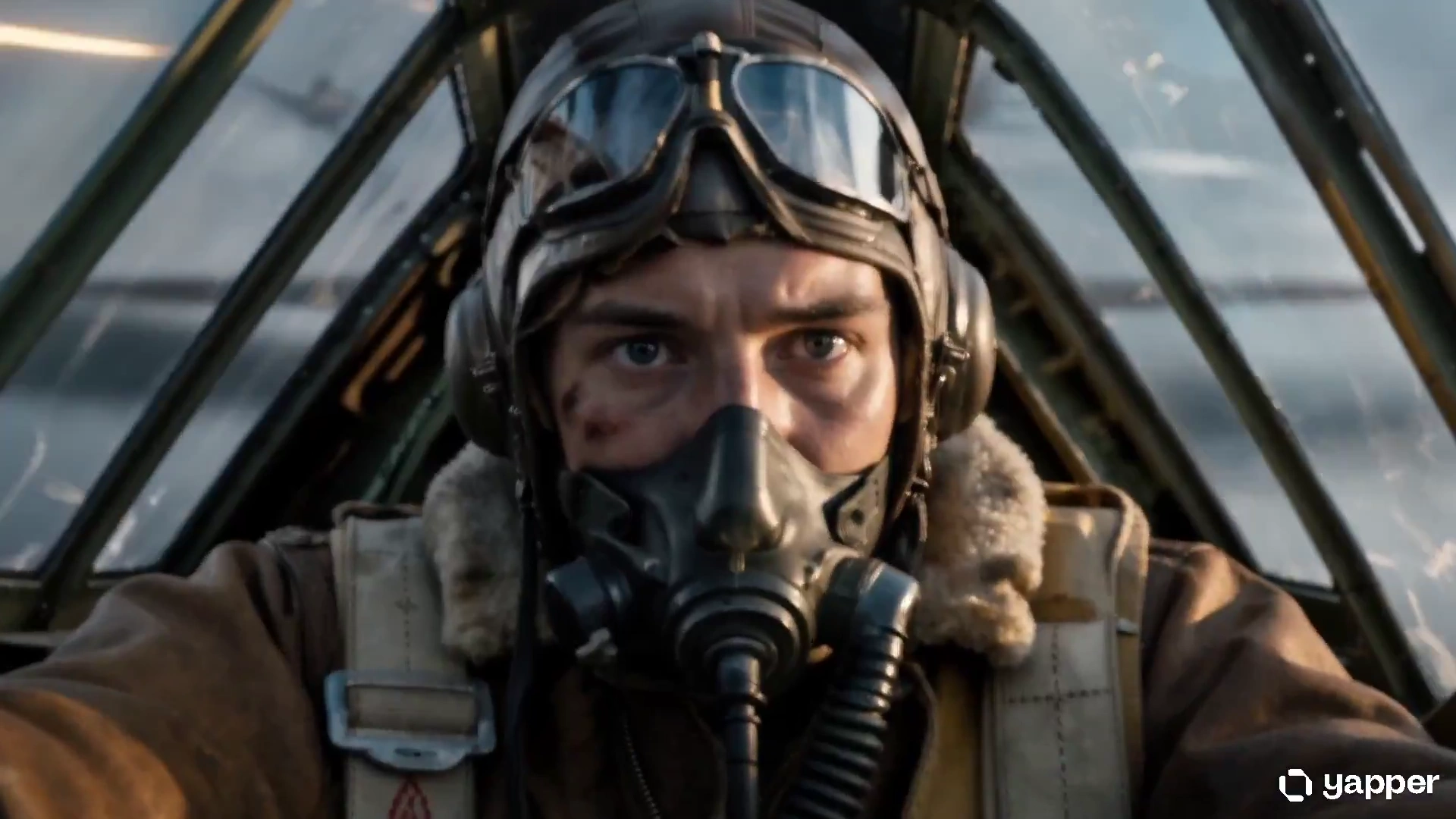 Exhausted Aviator Fights Through Chaos and Finds Hope at Sunset