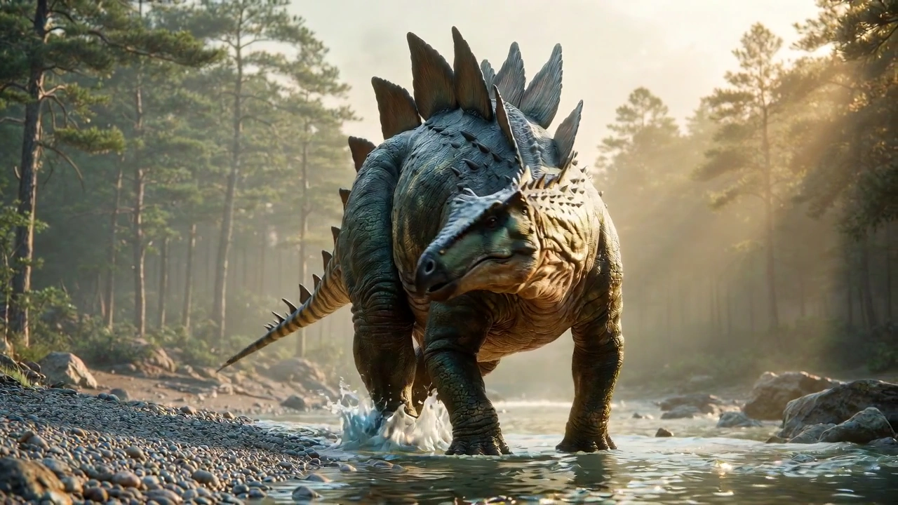 Slow Motion Prehistoric Giant Navigates a Rocky River