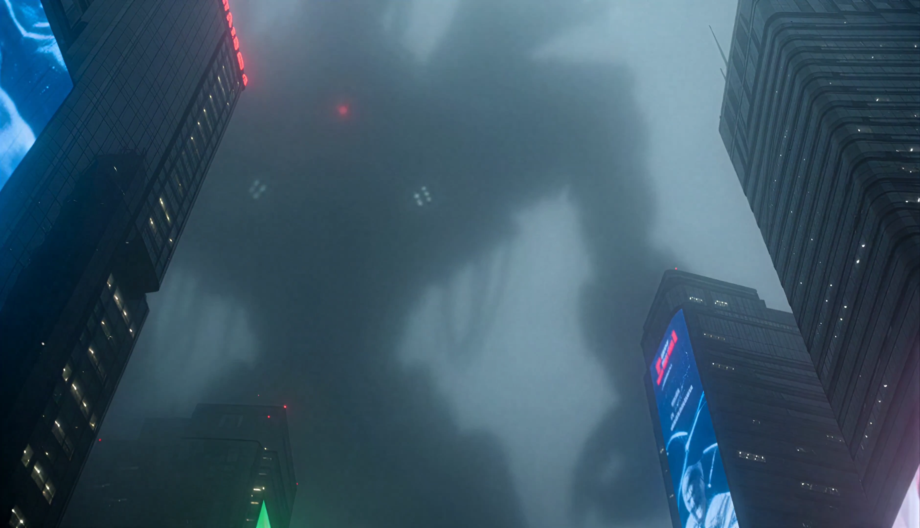 Gigantic Biomechanical Entity Stalks Through a Neon-Drenched Metropolis