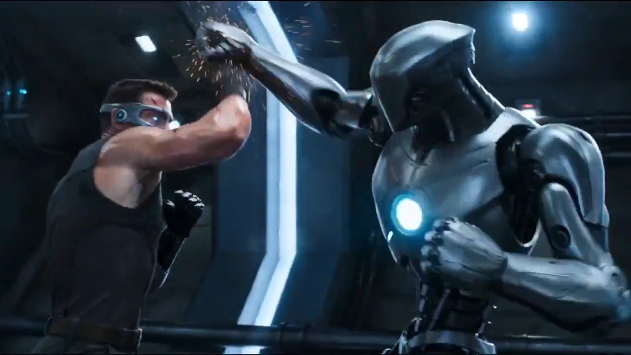 Sparks Fly as Fighter Battles AI Robot in Futuristic Arena