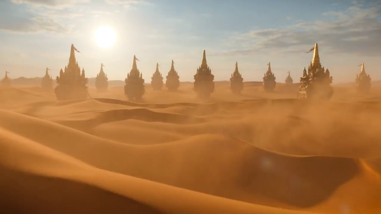 Colossal Walking Beasts Bear Ancient Cities Beneath Twin Suns
