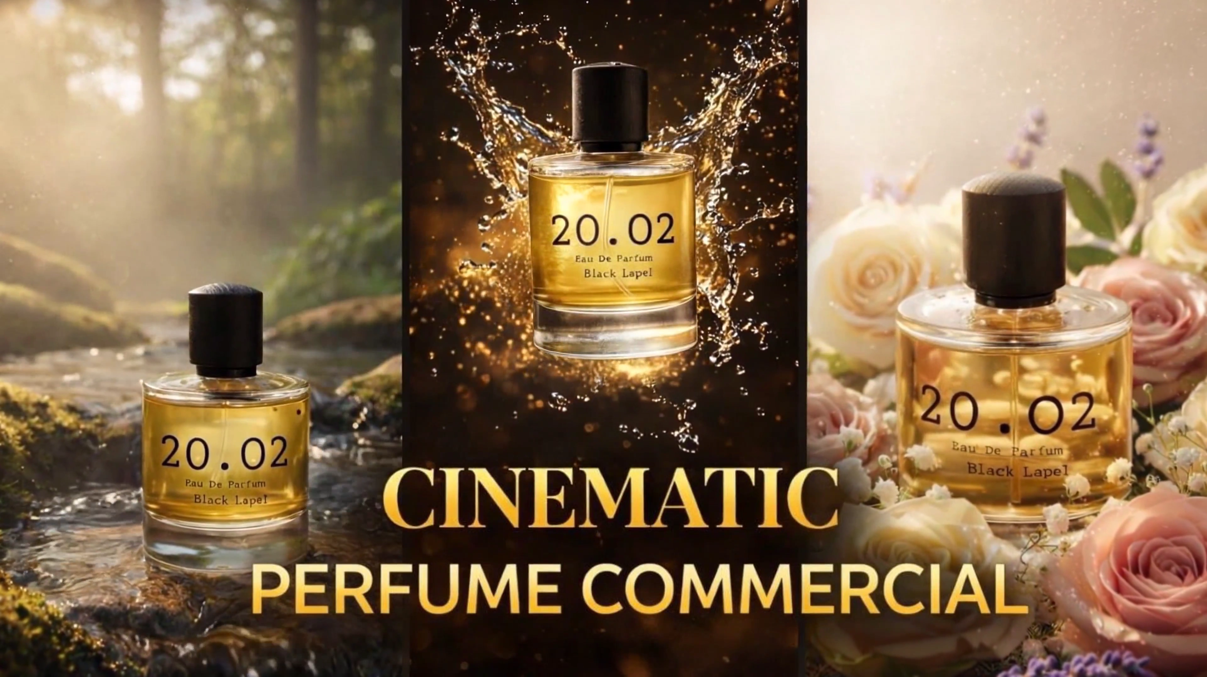 Golden Flares Illuminate a Macro Perfume Bottle Scene