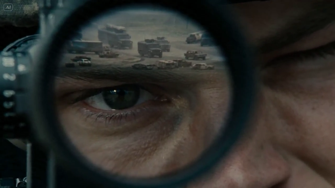 Lone Marksman Tracks Convoy Through Dusty Urban Wasteland