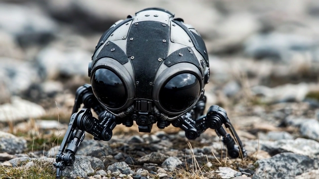 Tiny Mechanical Creature Creeps Forward With Deliberate Steps