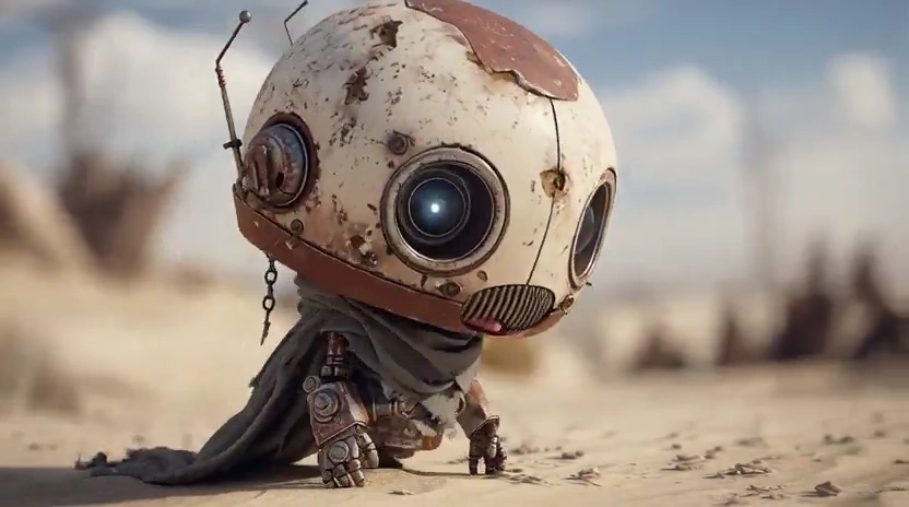 Cautious Steps of a Tiny Robot in a Sandy Ruin