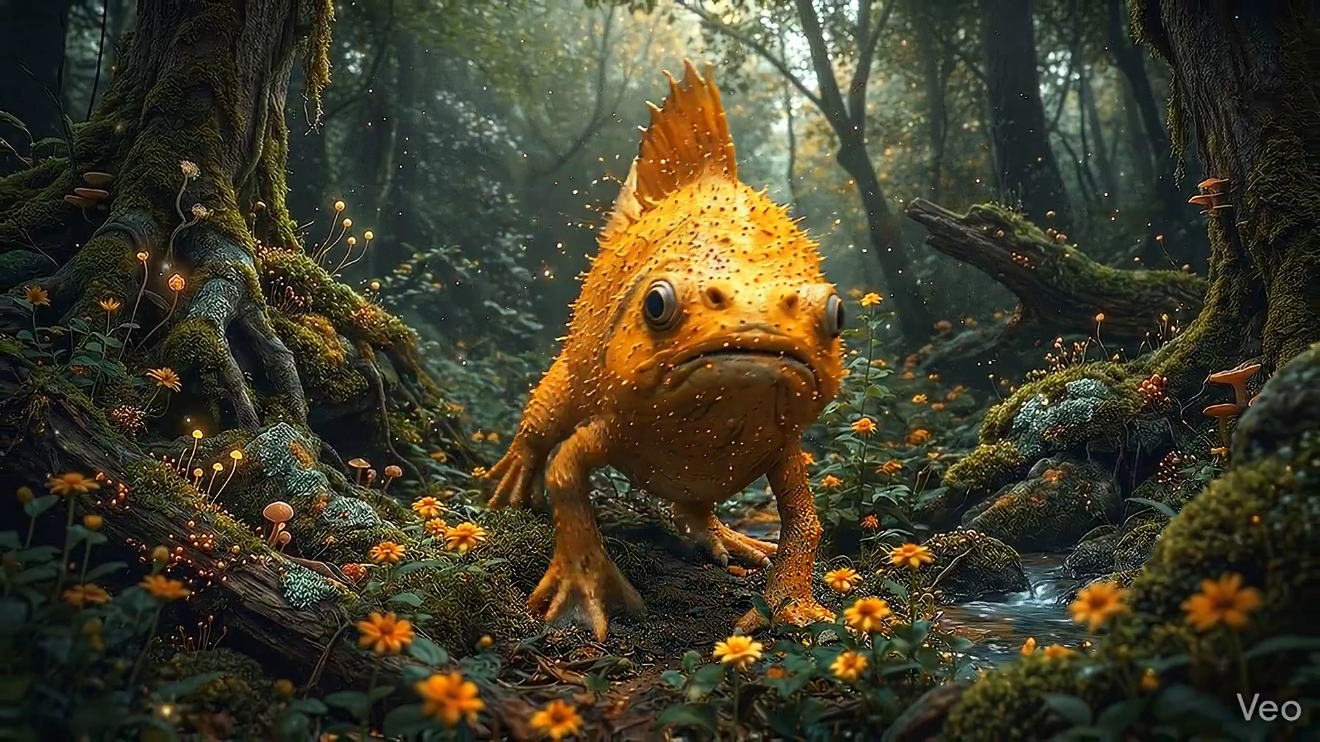 Spiky-Dorsaled Creature Studies the Forest Floor in Cinematic Light