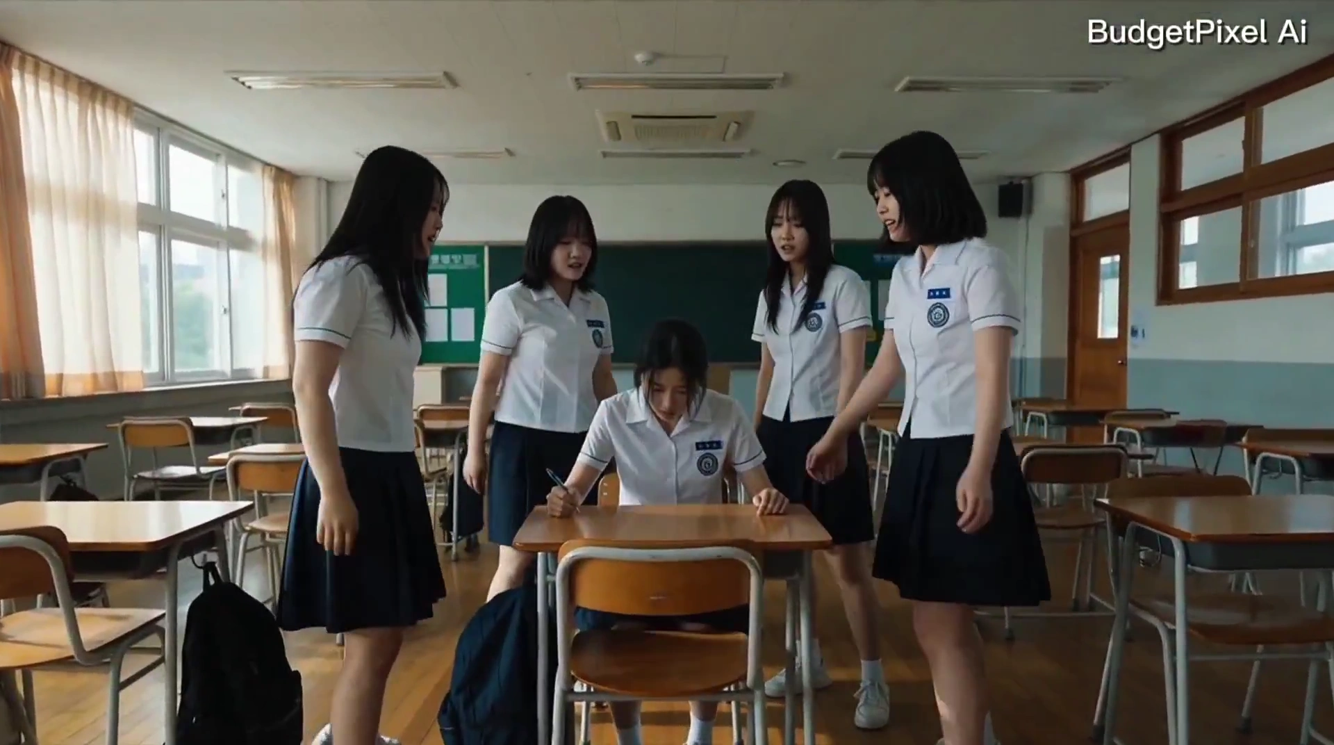 Timid Schoolgirl Transforms Into a Combat Master Amid Desks