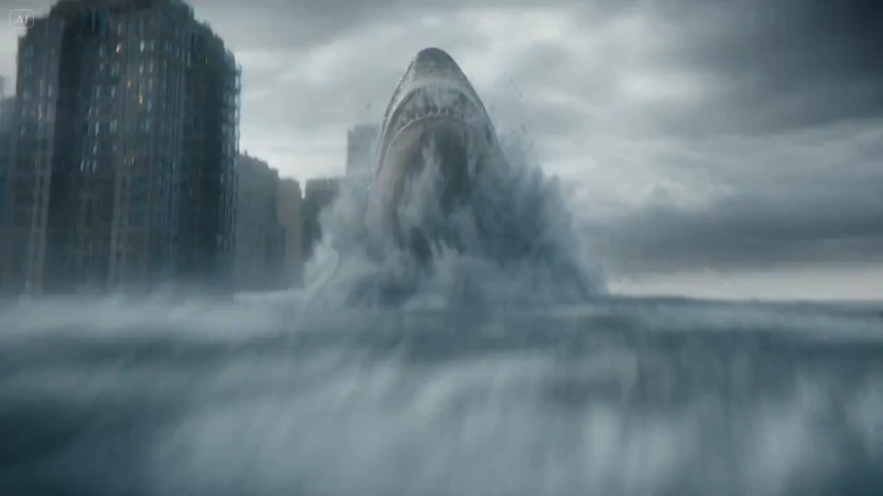 Giant Predator with Burning Eyes Rises from Submerged Ruins