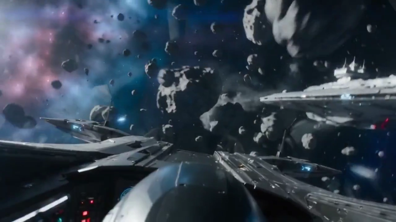 Star Pilot Flees Through Debris as Cruisers Explode Around Him