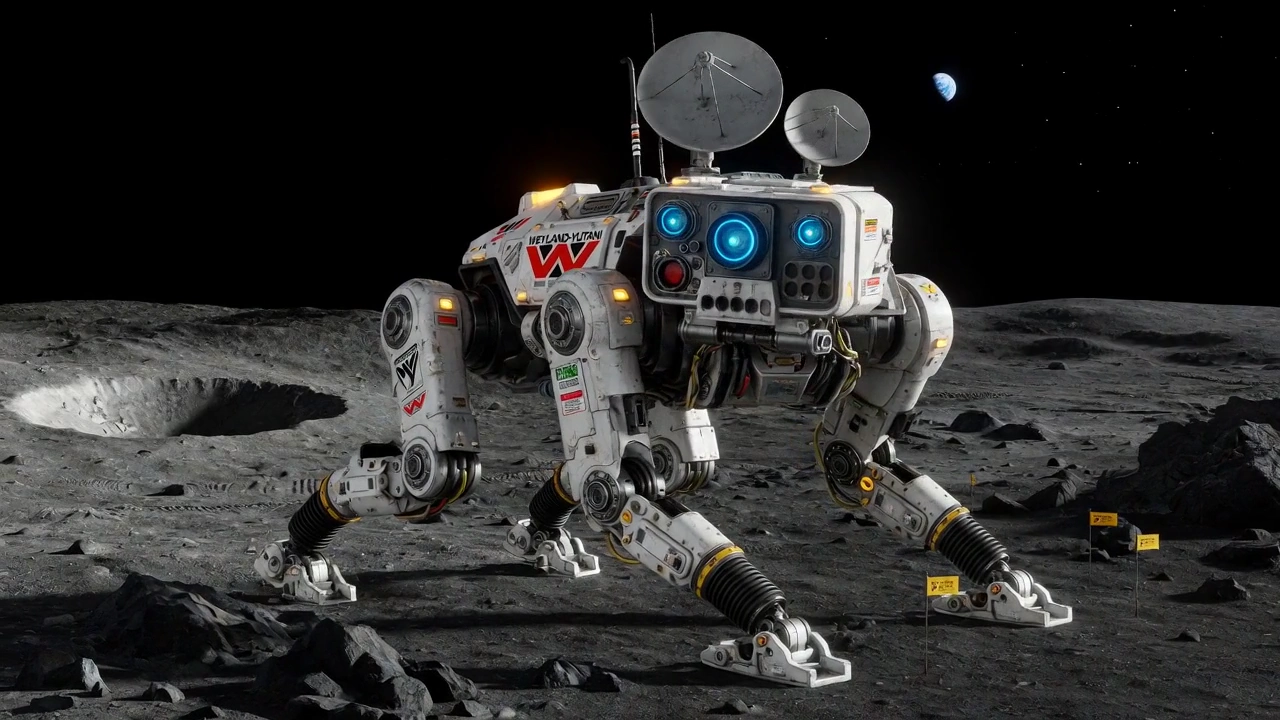 Weyland-Yutani Mars Rover Prowls the Moon's Rocky Surface Silently