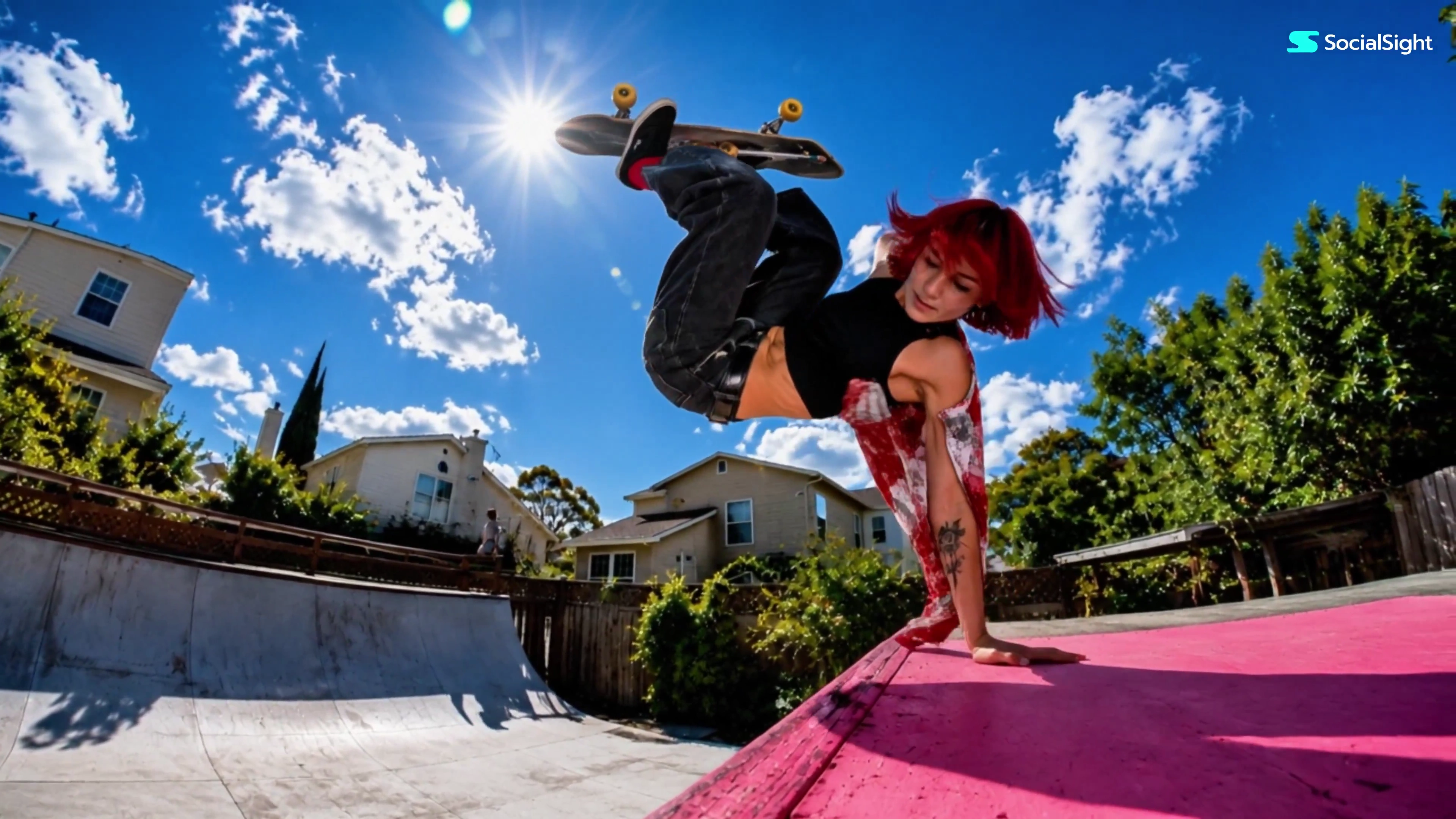 Slow-Motion Skate Trick Suspends Gravity Over a Sunlit Backyard Ramp