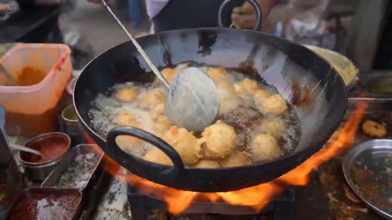 Crispy Snacks Fly as Bollywood Beats Drive a Frenzied Market Scene
