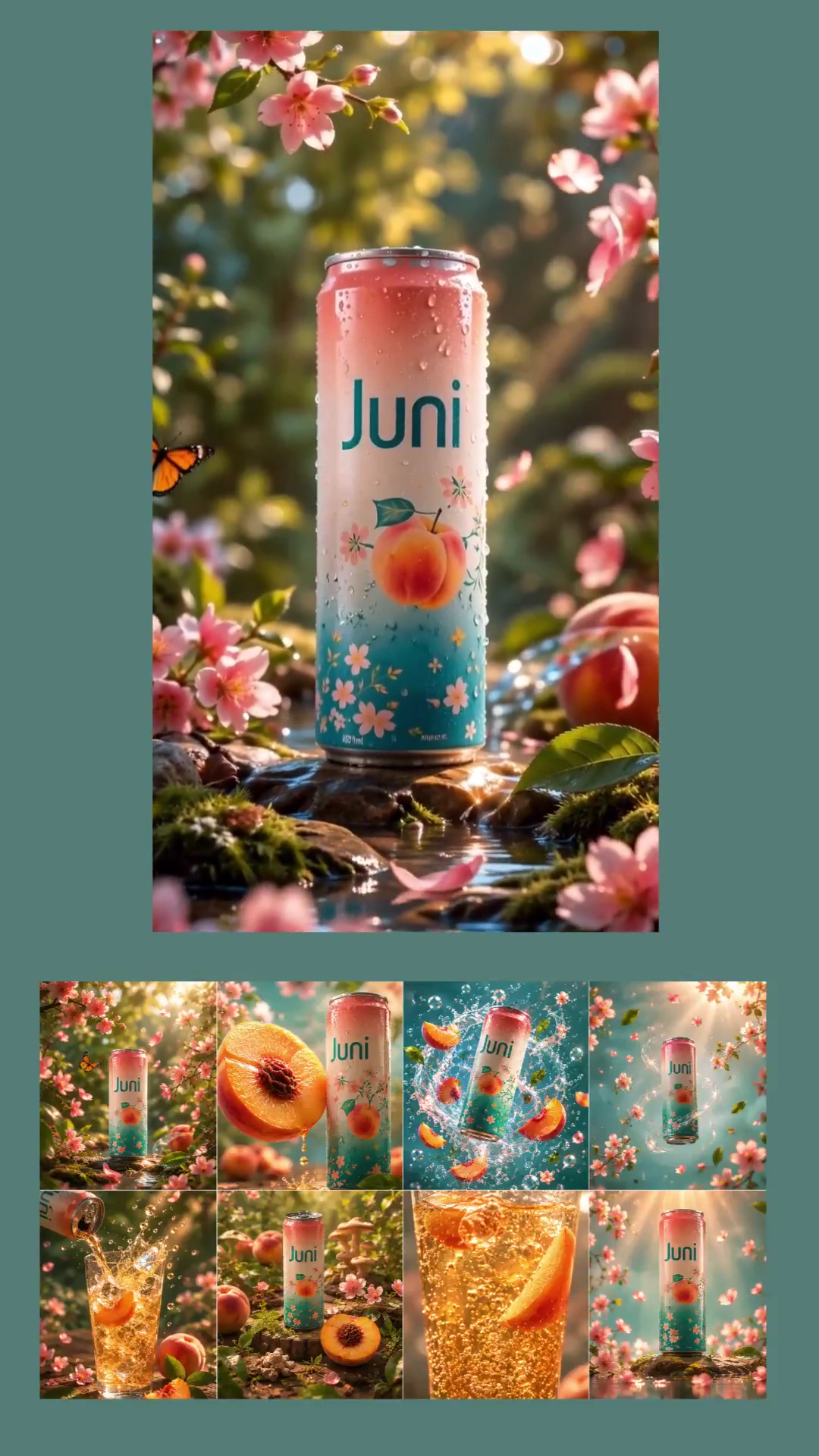 Golden Nectar Drips from a Perfect Peach Beside a Condensation-Glazed Can