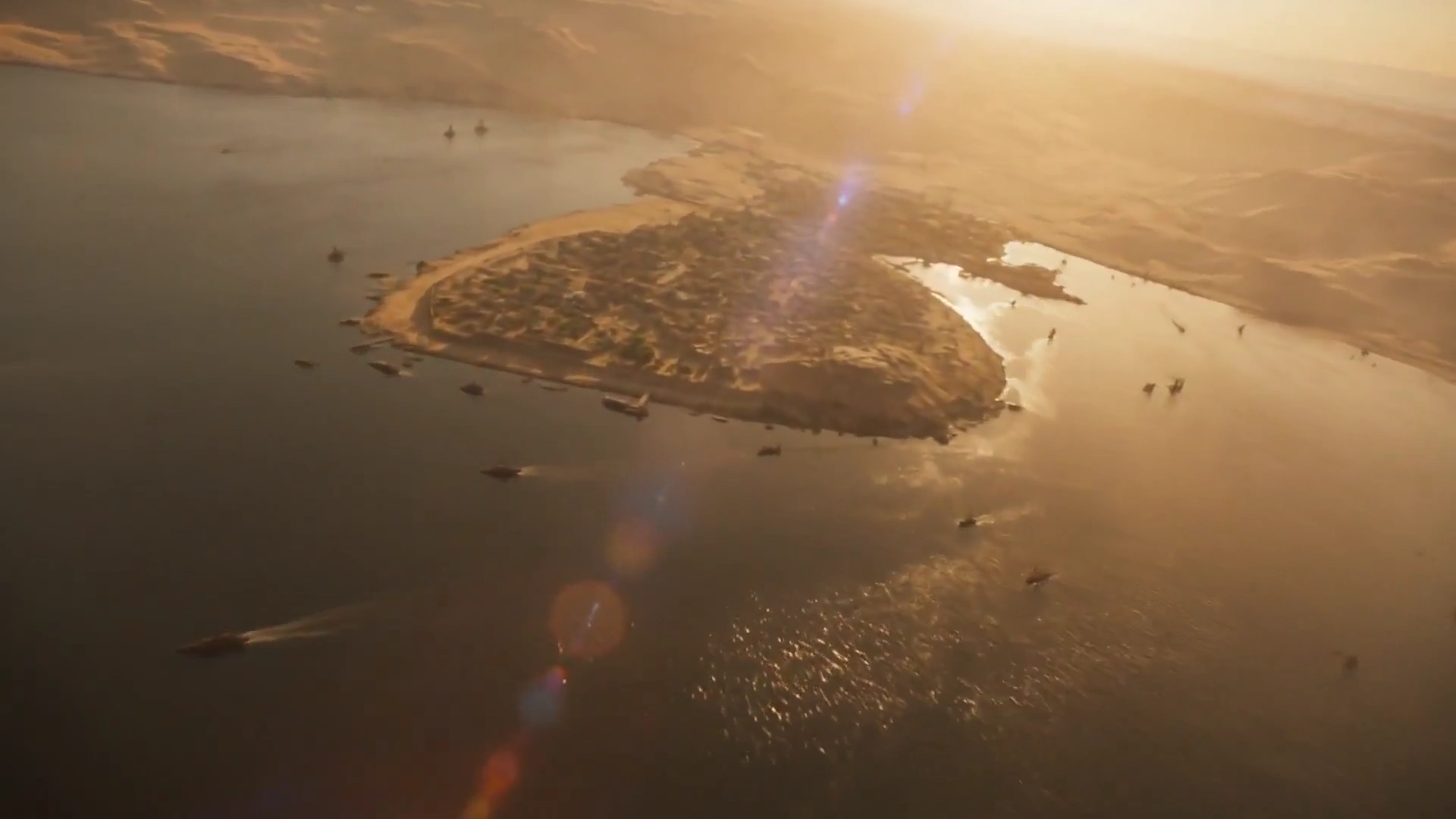 Hot Haze Over Elephantine Island as Camera Races Through Trade Hub