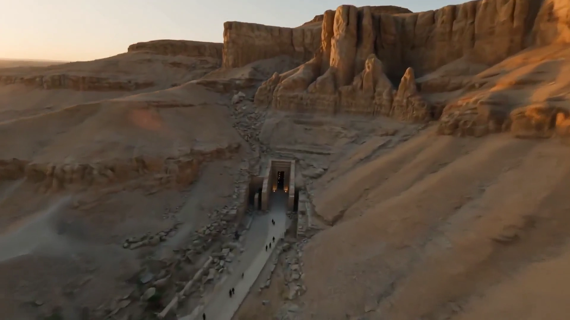 Flickering Oil Lamps Reveal Carved Walls Inside a Pharaoh's Tomb