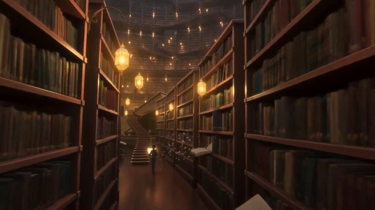 Magical Books Open to Reveal Living Landscapes in a Cosmic Library