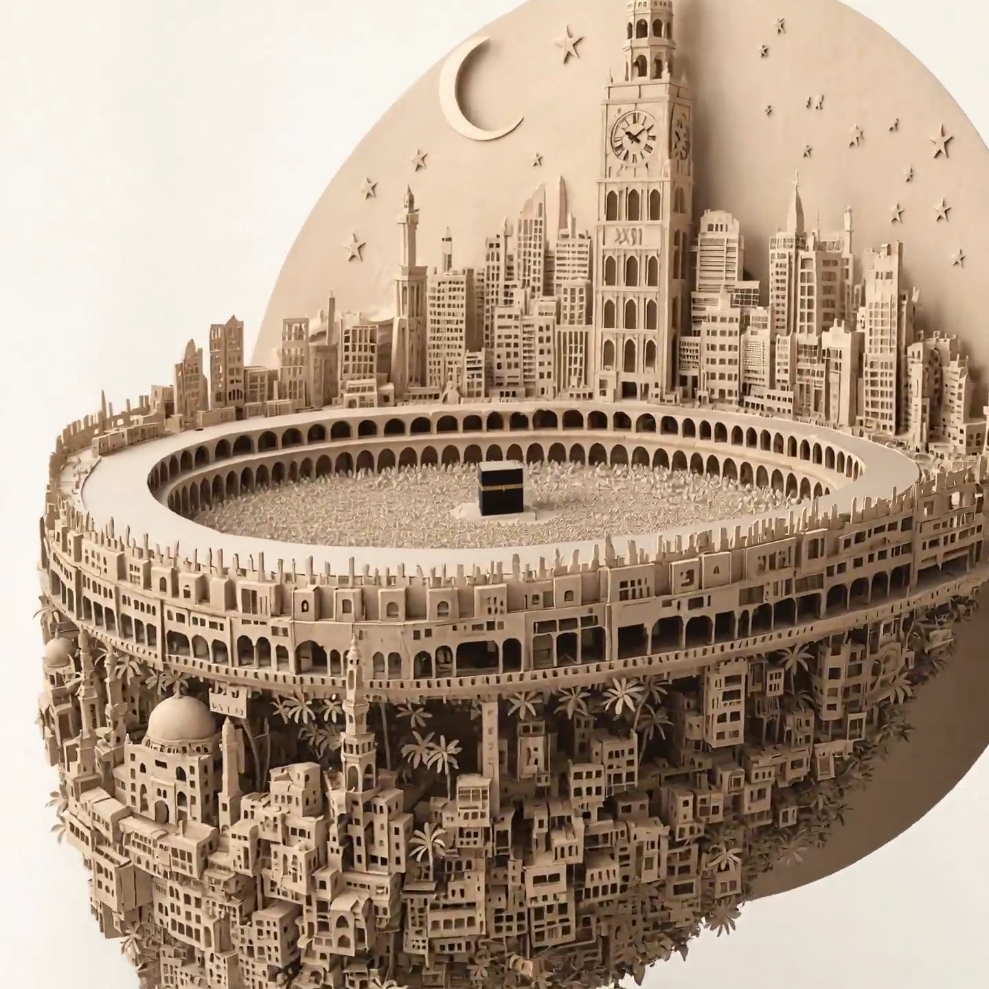 Floating Paper Sphere Displays an Inverted Urban Landscape