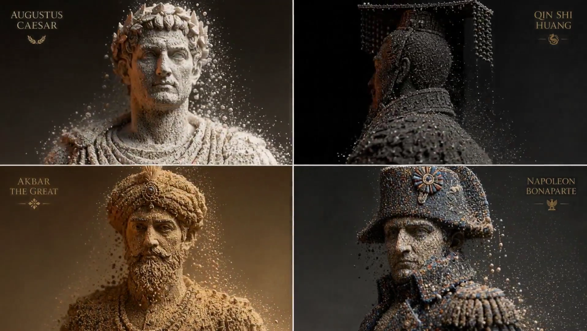 Particle Simulations Shape Crumbling Busts of Legendary Monarchs