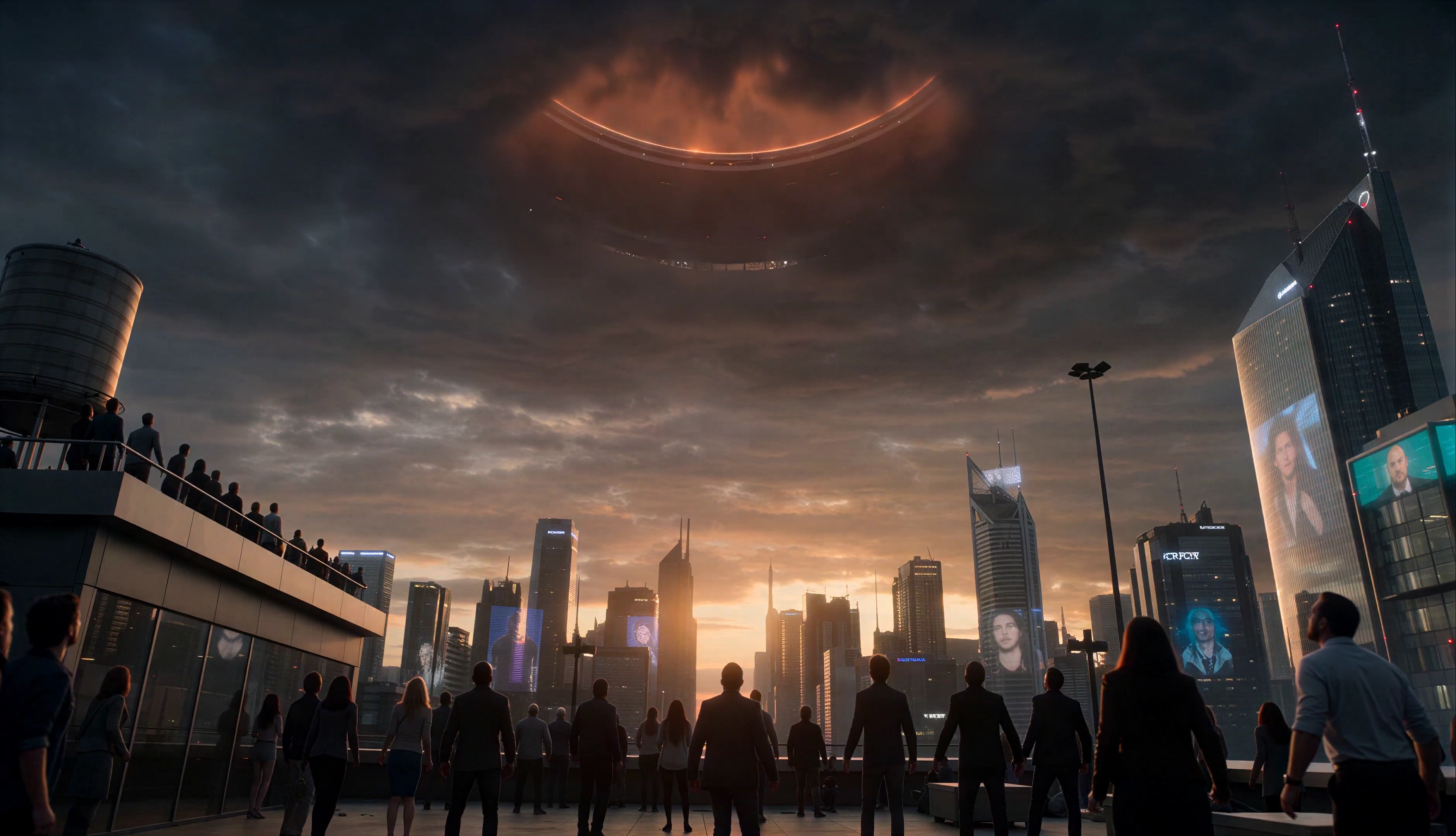 Gigantic Orbital Structure Hovers Menacingly Above Downtown Skyscrapers