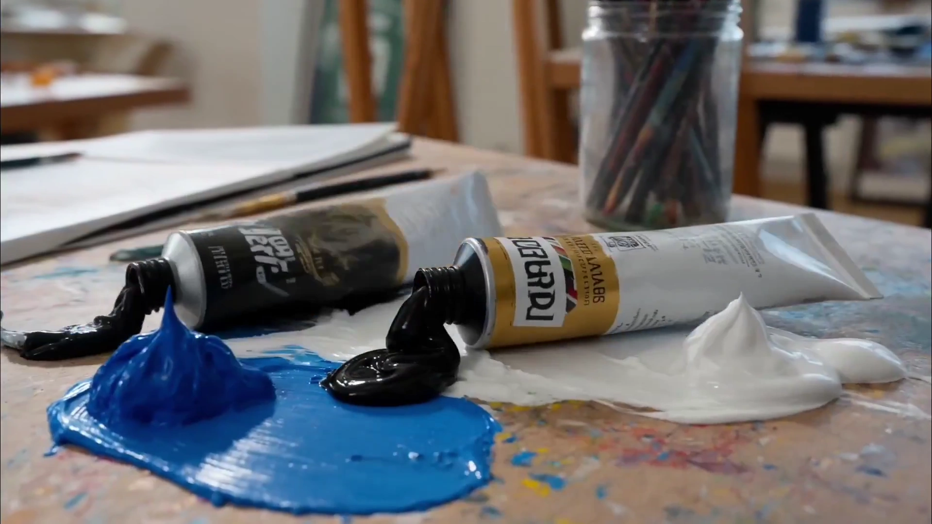 Canvas Explodes with Color as Messi Portrait Emerges