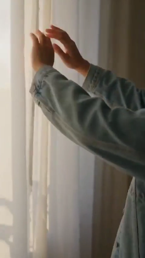 Morning Sunlight Fills a Cozy Home as She Begins Her Day
