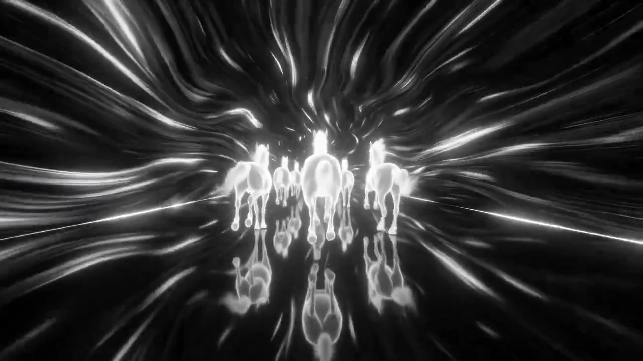 White Spectral Stallions Rush Along a Warped Light Tunnel
