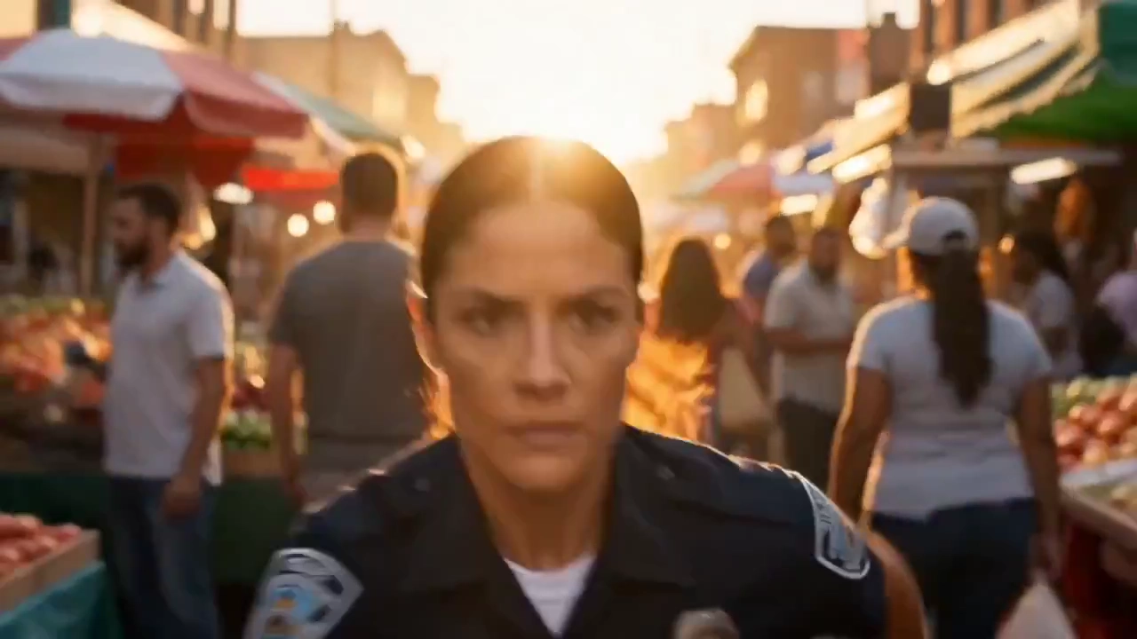 A Navy-Clad Cop Tackles a Suspect in a Sunny Alley