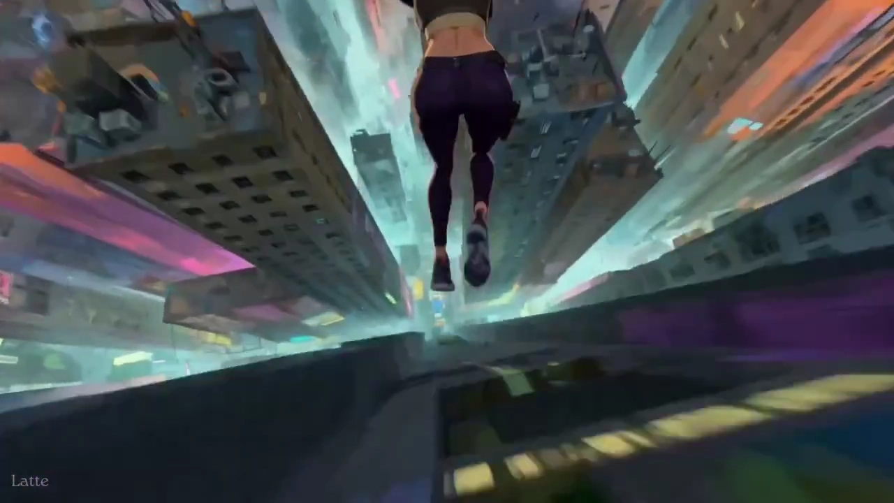 Spider-Verse Style Animation Shows a Chase Across a Neon City