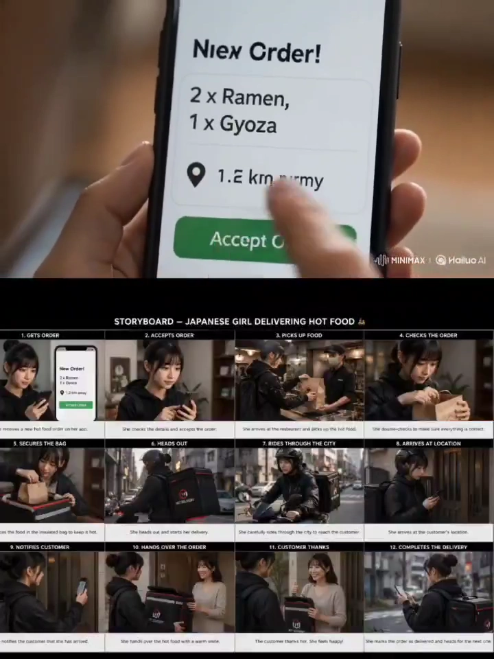 Tracking a Delivery Hero Through Bustling Japanese Cityscapes