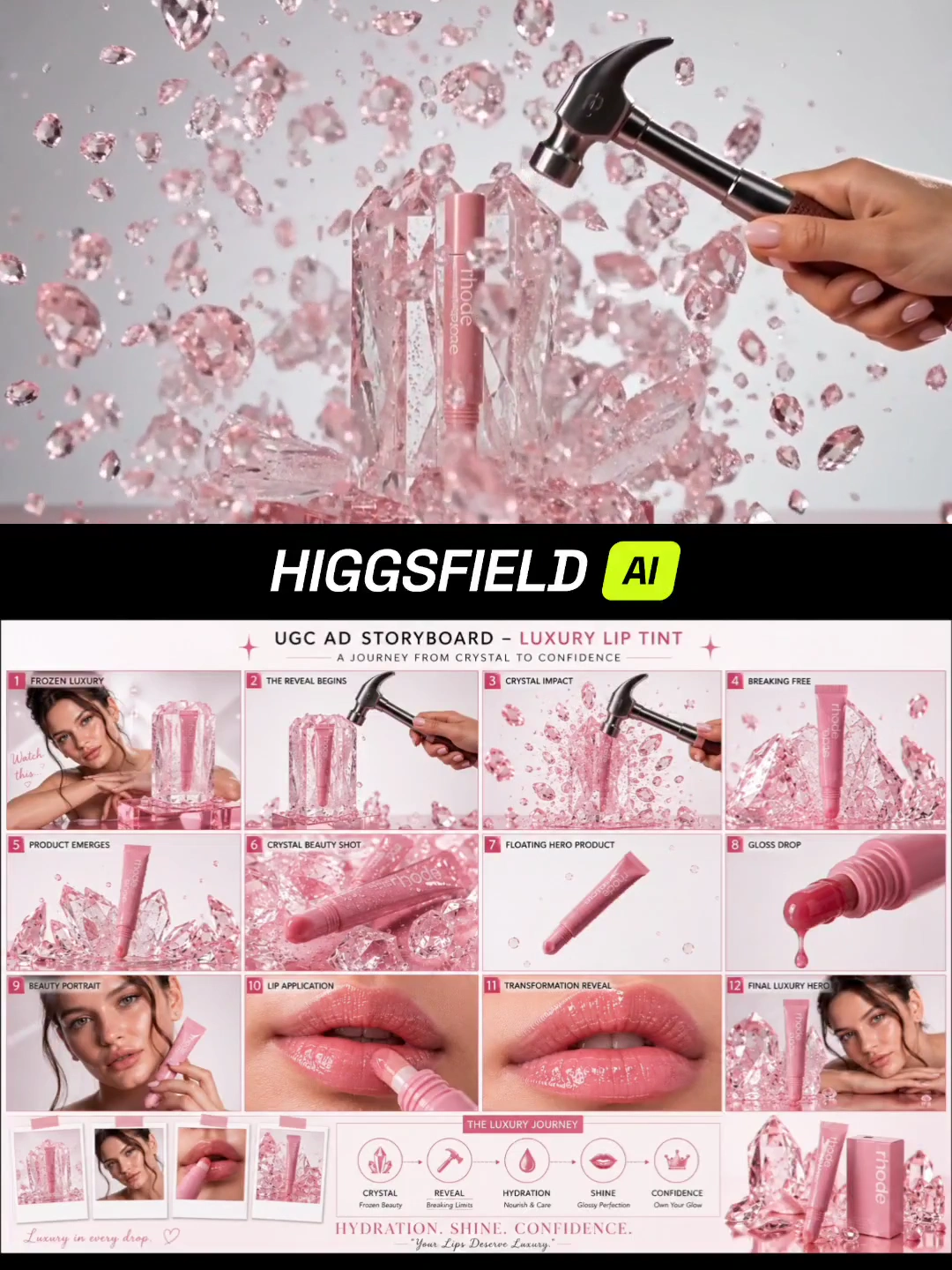 Crystal Explodes to Reveal a Luxury Lip Tint in Slow Motion