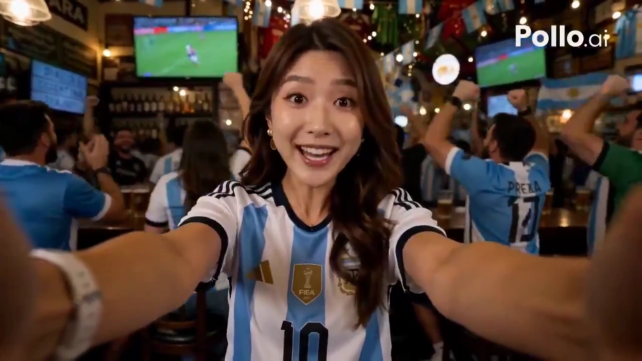 Crowded Bar Erupts as Creator Shows Pollo AI Video App