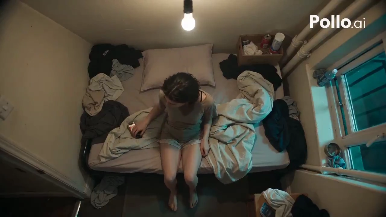 Overhead Camera Tracks a Smoker Through Dim City Flat